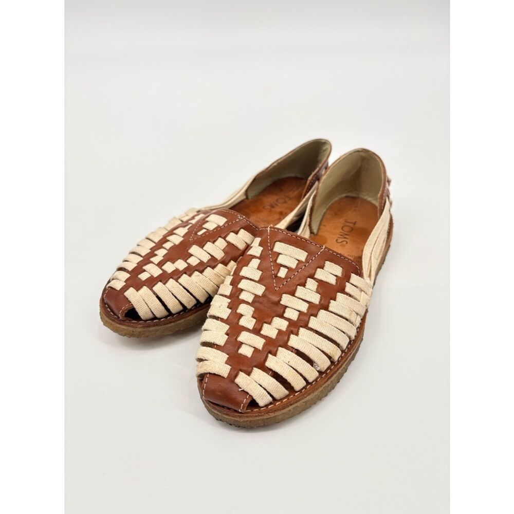 TOMS Woven Leather Huarache Slip-On - Brown/Cream